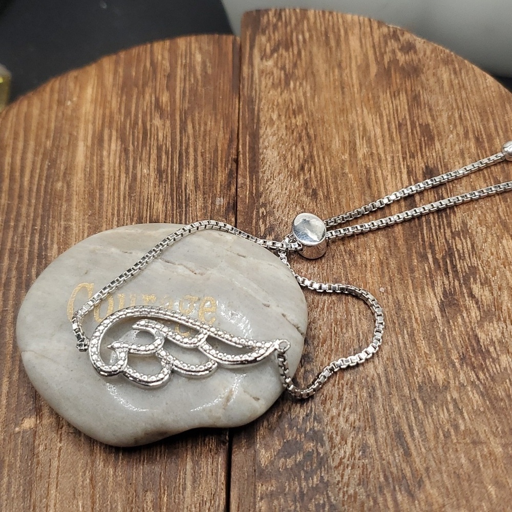 B2902 sterling silver‎ angel wing bracelet adjustable